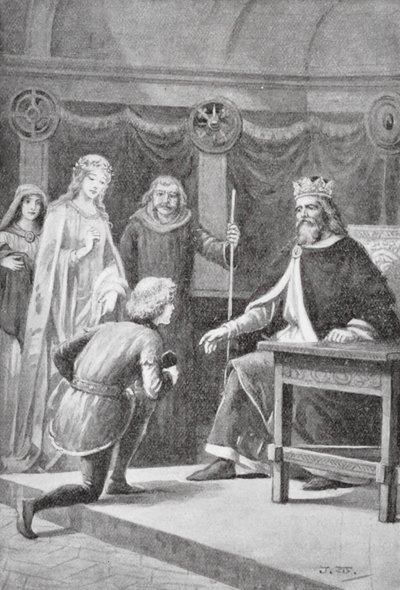 Gareth venne a chiedere il suo secondo favore, che fosse uno dei cavalieri del re e potesse aiutare la dama da J. Williamson