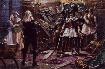 I soldati parlamentari di Oliver Cromwell che irrompono nella casa di un sostenitore del re Carlo I da J. Williamson