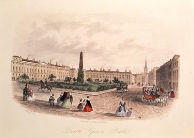 Queen Square, Bath, inciso da J. Shury, c.1840 da J. after Appleby