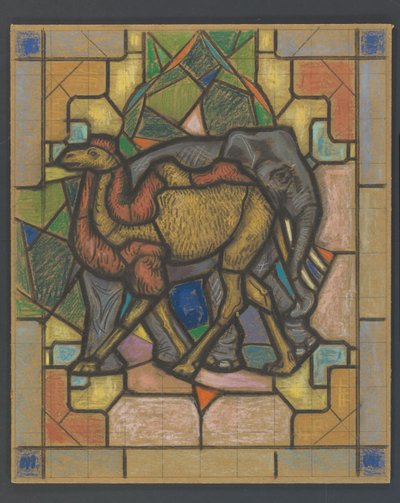 Progetto per una vetrata con un cammello e un elefante da Jaap Weyand