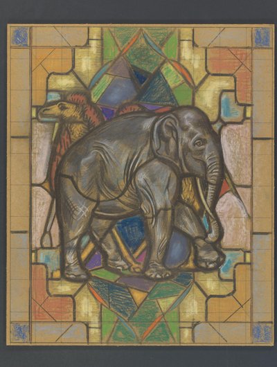 Progetto per una vetrata con un elefante e un cammello da Jaap Weyand