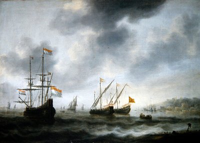 La nave ammiraglia olandese De Roode Leeuw e due navi inglesi da Jacob Adriaensz. Bellevois