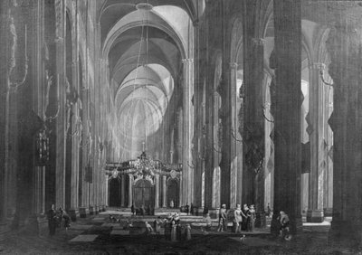Interno di una chiesa cattolica a cinque navate da Jacob Balthasar Peeters