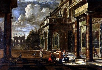 Musicisti fuori dai palazzi rinascimentali da Jacob Balthasar Peeters