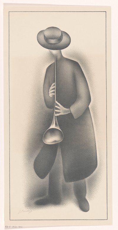 Musicista di strada con strumento a fiato da Jacob Bendien (signed by artist)