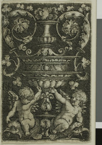 Ornamento con vaso e due geni ai piedi da Jacob Binck