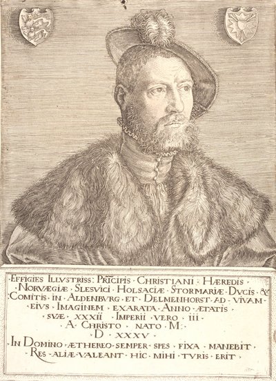 Ritratto di Re Cristiano III da Jacob Binck