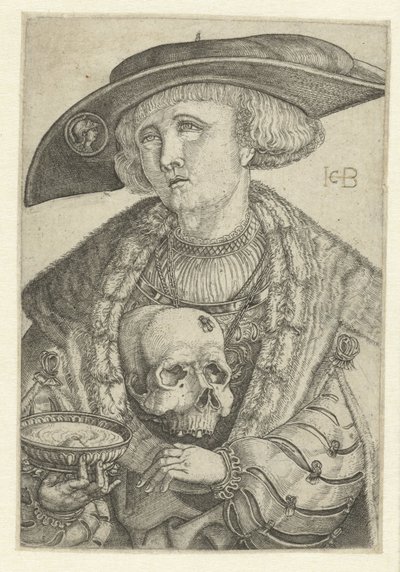 Autoritratto con teschio e ciotola da Jacob Binck