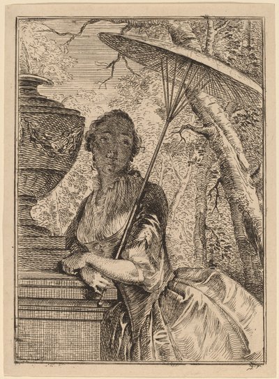 Giovane donna con parasole da Jacob Buys