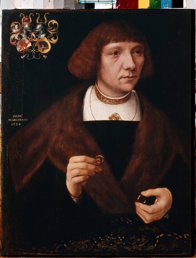 Ritratto di uomo con anelli da Jacob Claesz. von Utrecht