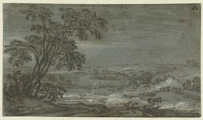 Paesaggio collinare con curva del fiume da Jacob Colijn