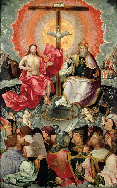 Pannello centrale del trittico con adorazione della Trinità da Jacob Cornelisz van Oostsanen