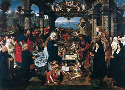 Olandese: La Natività con Margriet Dirck Boelensdr. e la sua famiglia, Sant
