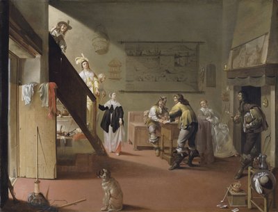 Elegante compagnia che fuma e beve in una locanda / Scena di bordello da Jacob Duck