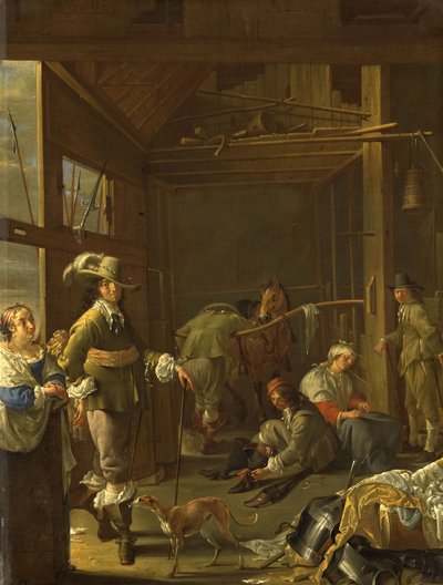 Soldati in una stalla, 1655 circa (olio su tela) da Jacob Duck