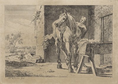 Figura con un cavallo presso una mangiatoia da Jacob Elias van Varelen