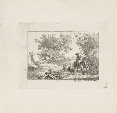 Pastore a cavallo con gregge da Jacob Elias van Varelen