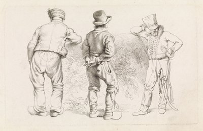 Foglio di studio con tre figure in piedi da Jacob Ernst Marcus