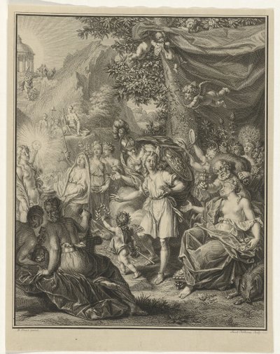 Rappresentazione allegorica con Telemaco e Minerva da Jacob Folkema