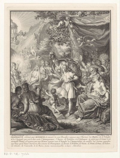 Rappresentazione allegorica con Telemaco e Minerva (frontespizio per: François de Fénelon, Les avantures de Telemaque, 1734) da Jacob Folkema