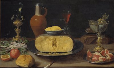 Natura morta di colazione con formaggio e bicchieri da Jacob  Foppens van Es