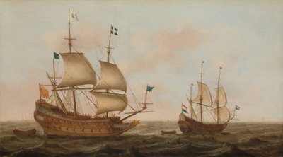 Una nave da guerra costruita per la Francia e uno yacht olandese a vela da Jacob Gerritz Loef