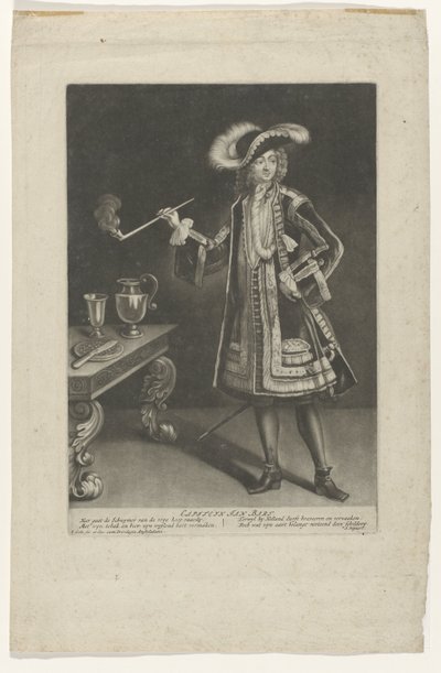 Ritratto del capitano Jan Bart, in piedi con pipa da Jacob Gole