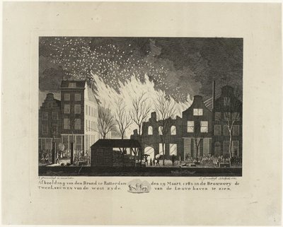 Incendio nella birreria De Twee Leeuwen a Rotterdam, 1782 da Jacob Groenendijk