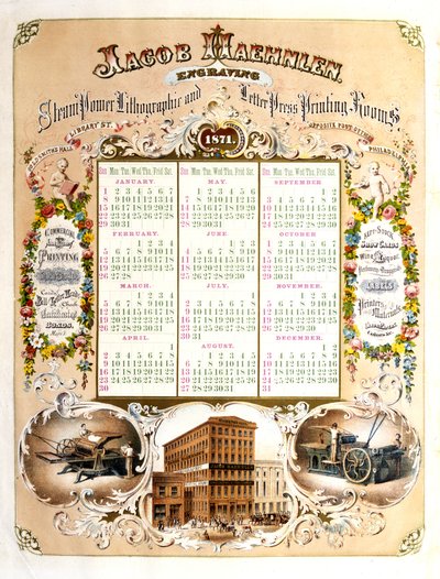 Jacob Haehlen Incisori - Calendario per il 1871, 1871 da Jacob Haehnlen