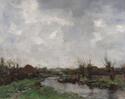 Paesaggio fluviale con case coloniche da Jacob Henricus or Hendricus Maris