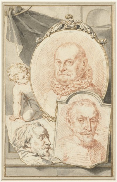 Ritratti di Roelant Savery, Frans Snijders e Theodoor Rombouts da Jacob Houbraken