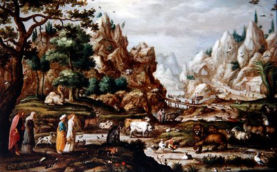 Paesaggio Roccioso con Noè e gli Animali da Jacob II (circle of) Savery
