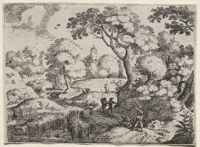 Sei paesaggi: Sentiero tra palude e banca boscosa, c. 1595 da Jacob I Savery