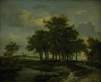 Querce vicino a una strada, sera da Jacob van Ruisdael