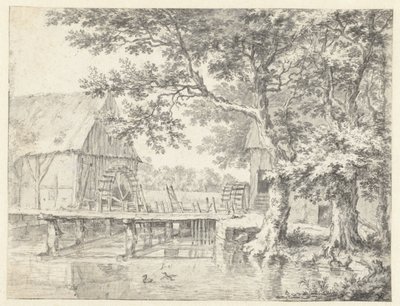 Veduta di due mulini ad acqua che fiancheggiano una chiusa da Jacob van Ruisdael
