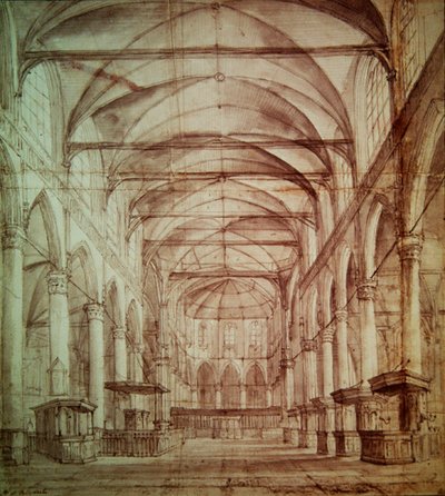 Veduta interna della Oude Kerk (la vecchia chiesa) ad Amsterdam da Jacob van Ruisdael