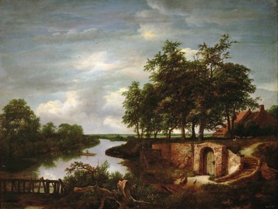 Paesaggio fluviale con ingresso alla cantina da Jacob van Ruisdael