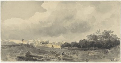 Paesaggio con pastore sotto un cielo nuvoloso da Jacob Jan van der Maaten