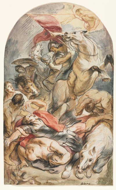 La Conversione di Saulo con Cavaliere e Stendardo da Jacob Jordaens