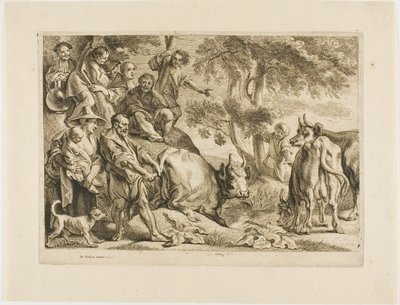 Il maestro tira la mucca fuori dal fosso per la coda da Jacob Jordaens