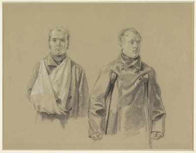 Due soldati feriti, il sinistro con il braccio in una fascia, il destro con le stampelle da Jacob Joseph Eeckhout