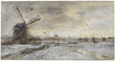Paesaggio con mulino nella neve da Jacob Maris