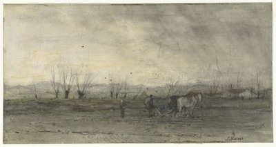Paesaggio con contadino che ara da Jacob Maris