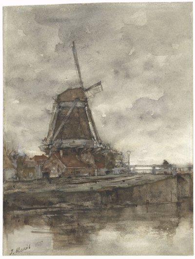 Mulino e il ponte presso la Noord-West-Buitensingel a L