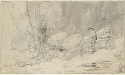 Carro di buoi su strada di montagna da Jacob Maris