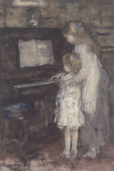 Due ragazze al pianoforte da Jacob Maris