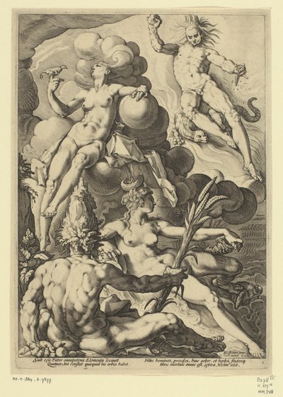 I quattro elementi, Rappresentazioni mitologiche e allegoriche (titolo della serie) da Jacob Matham (attributed to)