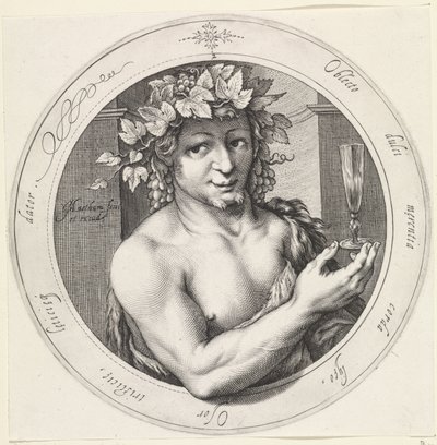 Bacco con bicchiere da Jacob Matham