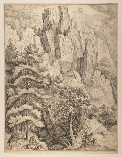 Paesaggio boemo con coppie e cacciatori (lastra di sinistra) da Jacob Matham