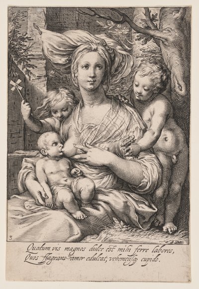 Carità, da Le sette virtù da Jacob Matham